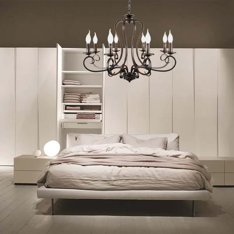 6/8 lampen metalen kroonluchter verlichting antieke zwarte Starburst woonkamer hanglamp met gekrulde arm Clearhalo