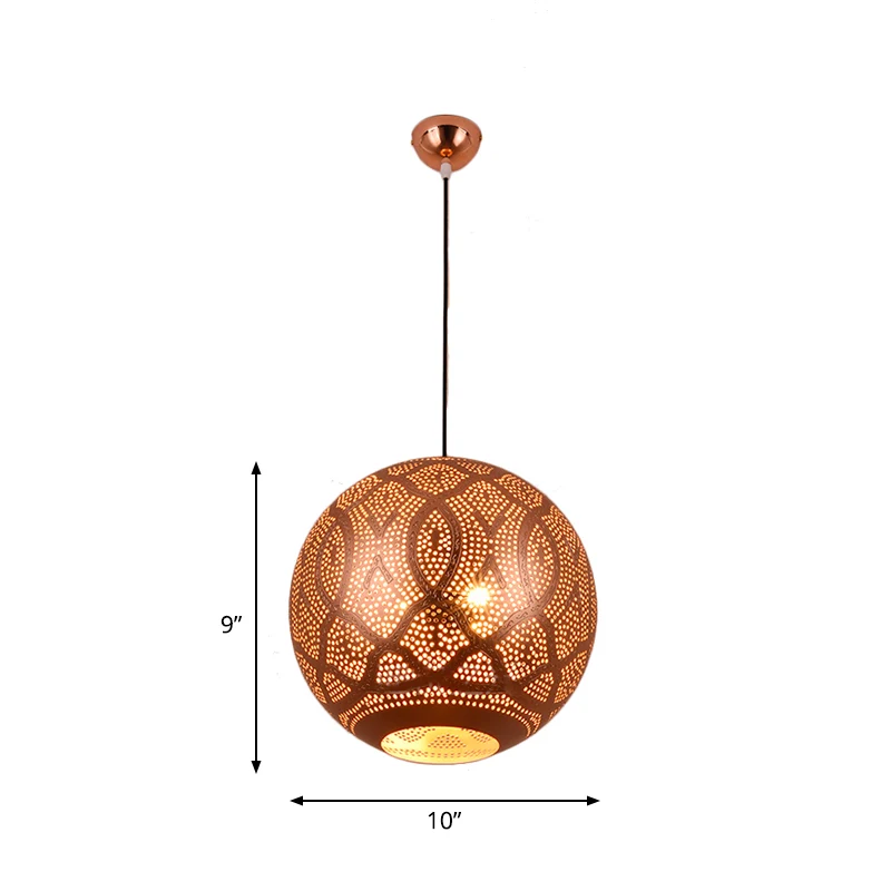 3 lampen metalen plafondkroonluchter traditionele roségoud geëtste bol restaurant hanglampset Clearhalo