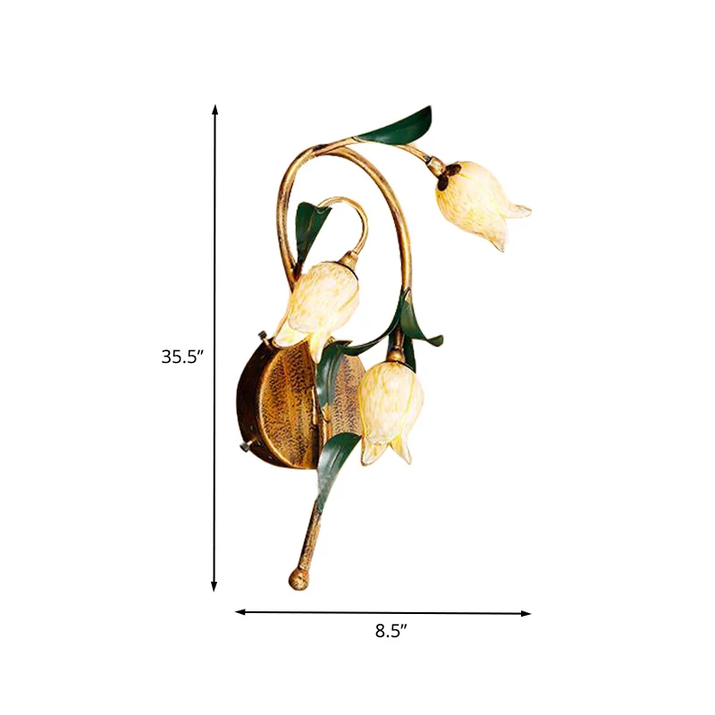 3 lampen metalen schanslamp pastorale stijl messing tulp woonkamer wandmontage verlichting Clearhalo