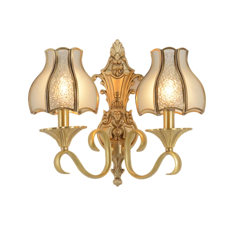 1/2 lampen metalen wandkandelaar traditionele messing geschulpte woonkamer wandlamp Clearhalo