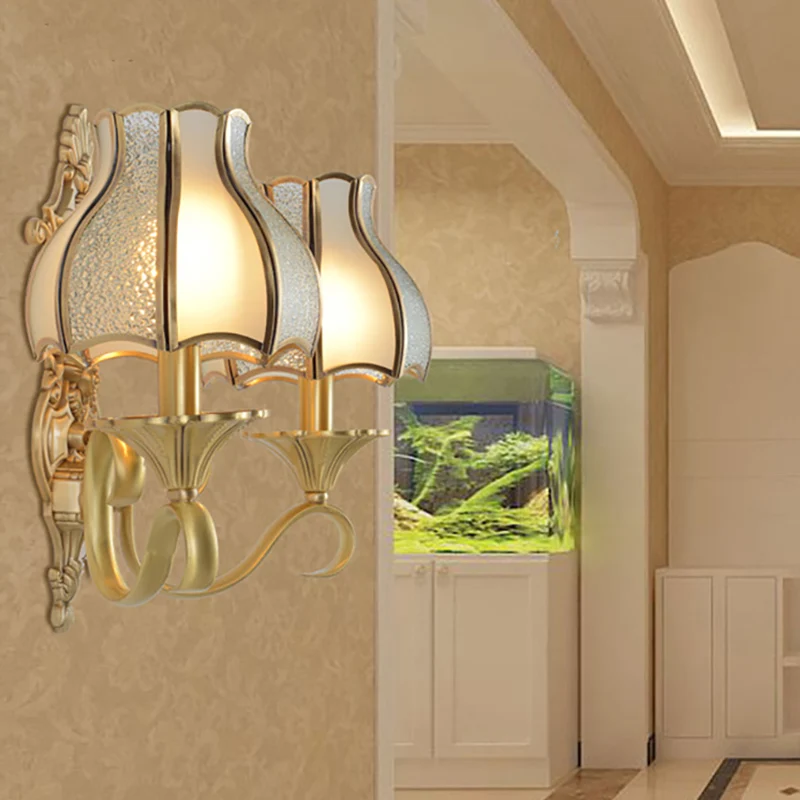 1/2 lampen metalen wandkandelaar traditionele messing geschulpte woonkamer wandlamp Clearhalo