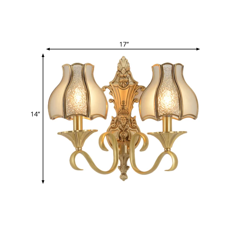 1/2 lampen metalen wandkandelaar traditionele messing geschulpte woonkamer wandlamp Clearhalo