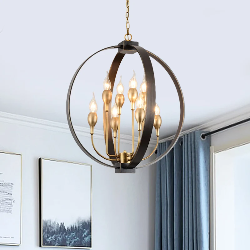 4/8 lampen plafondlamp traditionele kandelaar metalen hangende kroonluchter zwart voor woonkamer Clearhalo