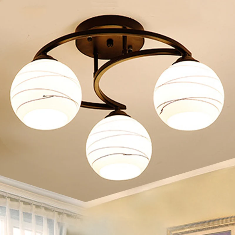3/6 lampen plafondverlichting klassiek bubbelscherm wit glas semi-inbouwlamp zwart voor woonkamer Clearhalo