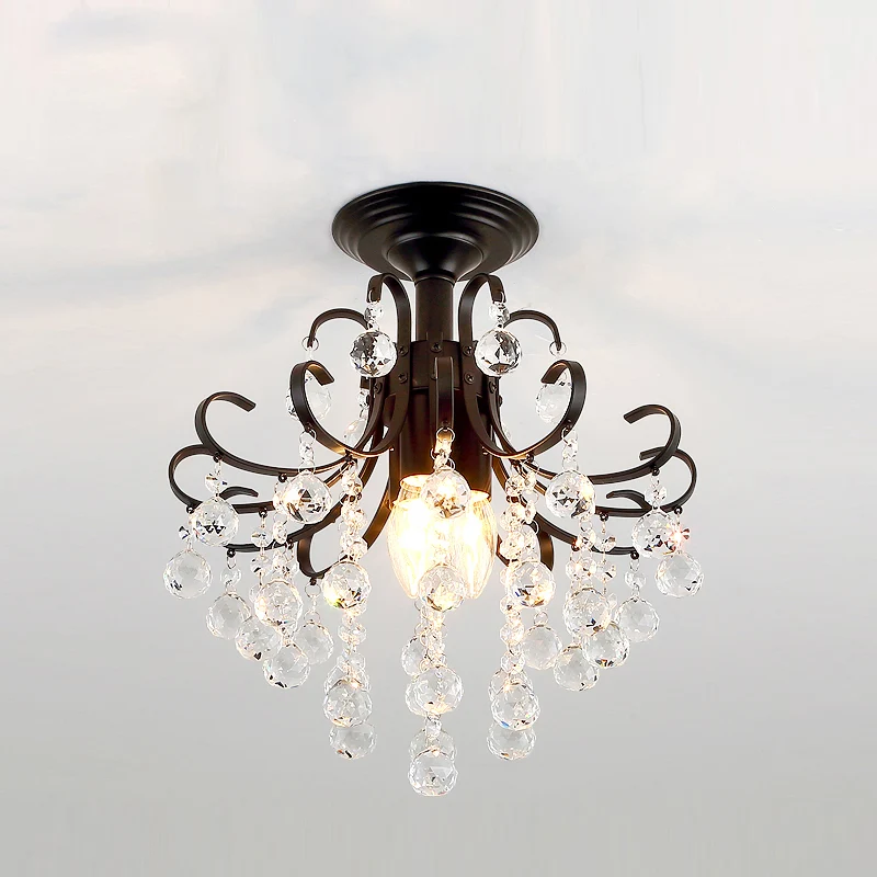 3 lampen plafondverlichting Vintage Swirl metalen semi-inbouwlamp met kristallen bollen Clearhalo