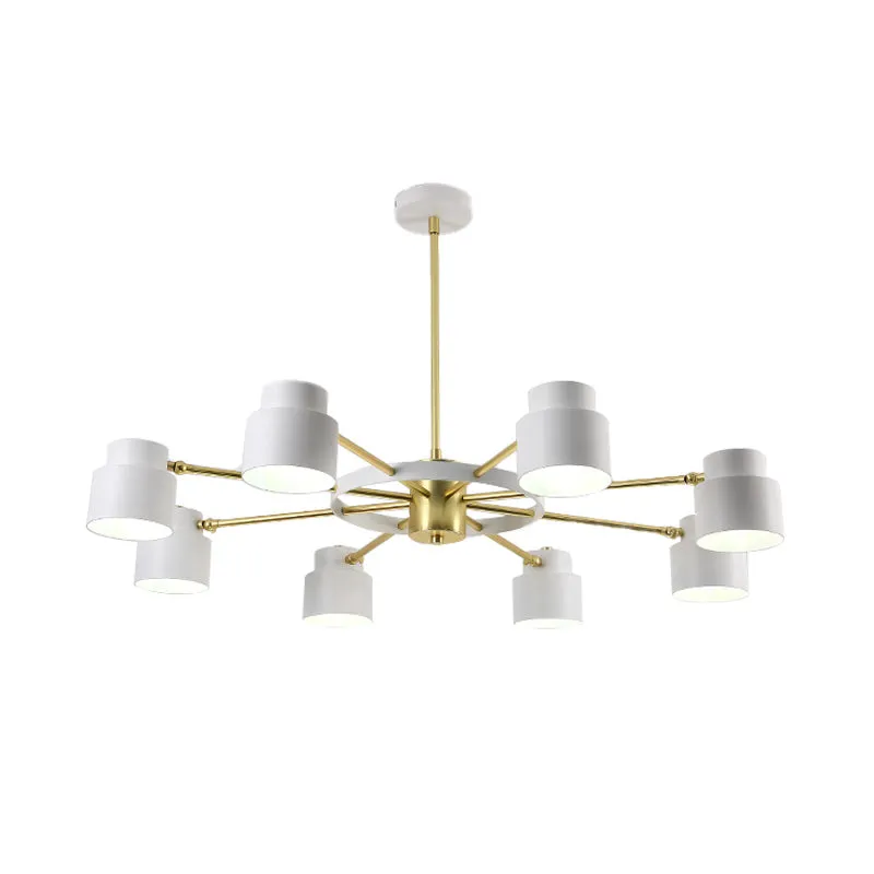 6/8 lampen radiale hangende kroonluchter hedendaagse metalen hangende hanglamp zwart/wit voor slaapkamer Clearhalo
