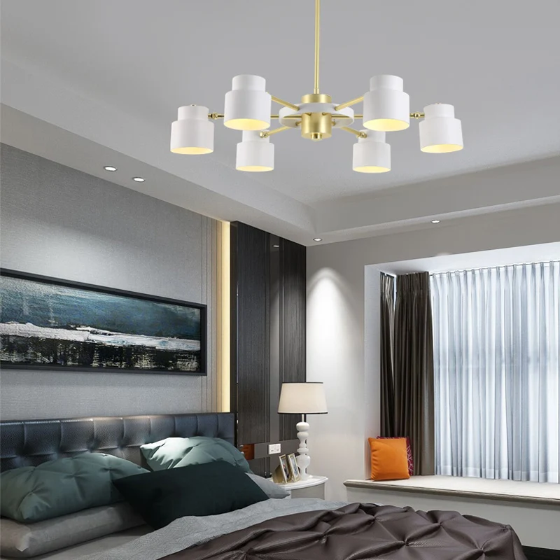 6/8 lampen radiale hangende kroonluchter hedendaagse metalen hangende hanglamp zwart/wit voor slaapkamer Clearhalo