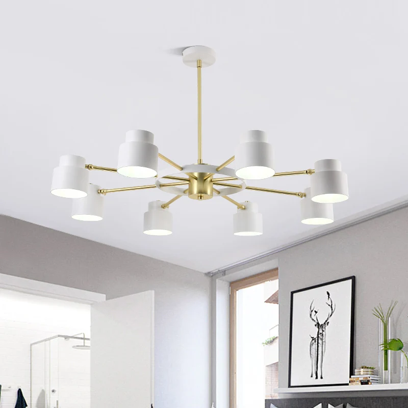 6/8 lampen radiale hangende kroonluchter hedendaagse metalen hangende hanglamp zwart/wit voor slaapkamer Clearhalo