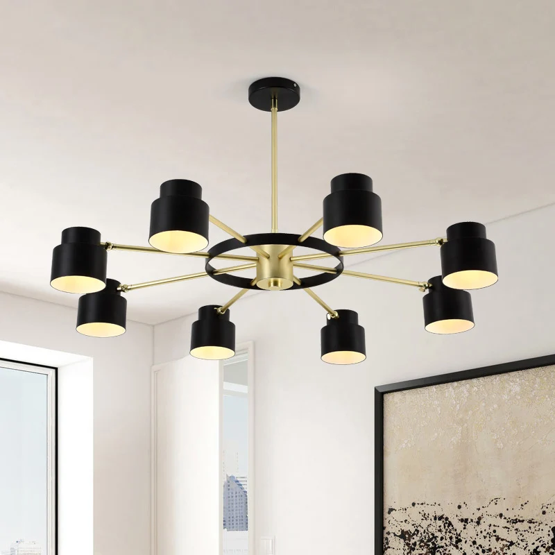 6/8 lampen radiale hangende kroonluchter hedendaagse metalen hangende hanglamp zwart/wit voor slaapkamer Clearhalo