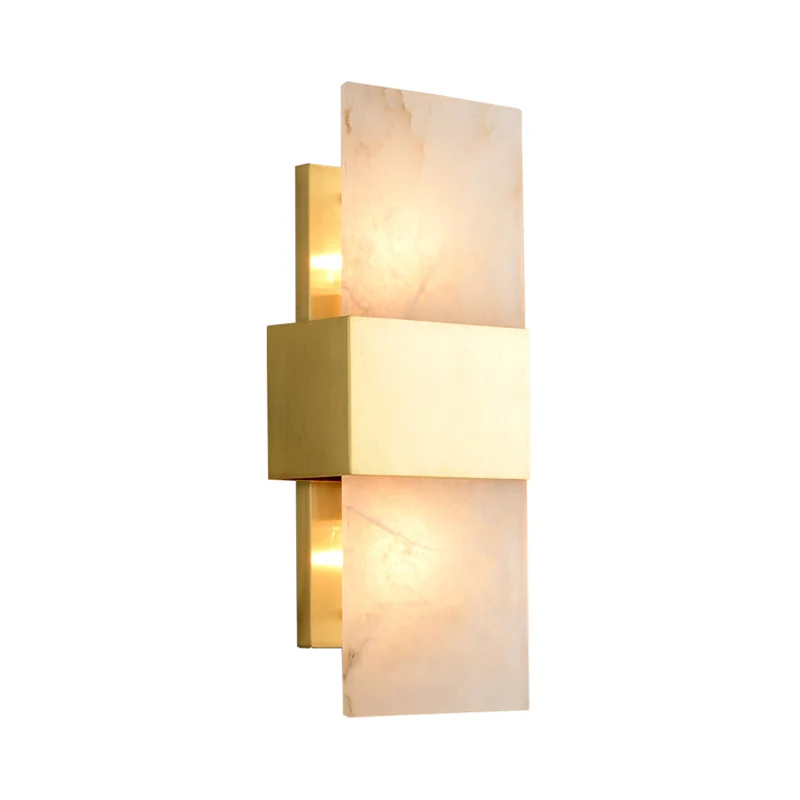2 lampen rechthoekig inbouw koloniaal goud marmeren wandkandelaar verlichting voor woonkamer Clearhalo
