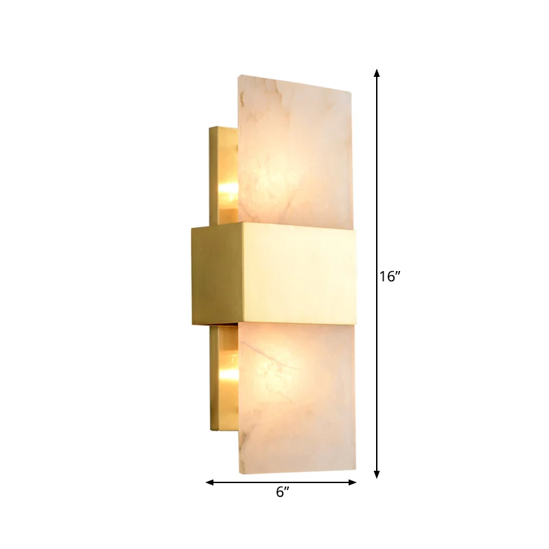 2 lampen rechthoekig inbouw koloniaal goud marmeren wandkandelaar verlichting voor woonkamer Clearhalo