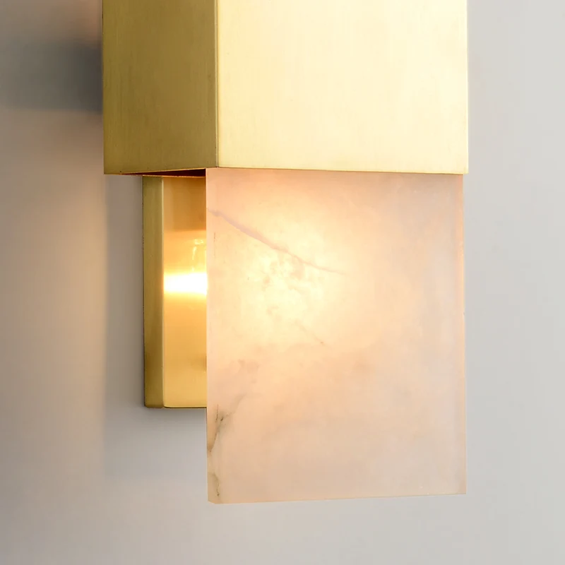 2 lampen rechthoekig inbouw koloniaal goud marmeren wandkandelaar verlichting voor woonkamer Clearhalo