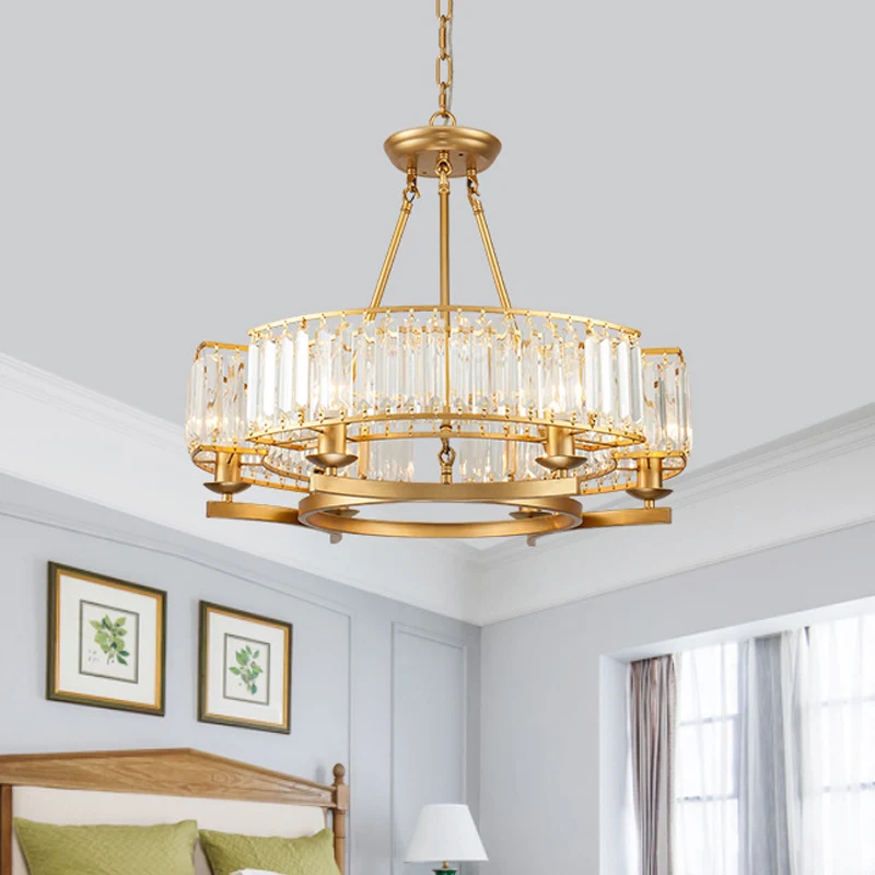 6/8 lampen ronde hangende kroonluchter eigentijdse kristallen hanglamp goud met verstelbare ketting Clearhalo