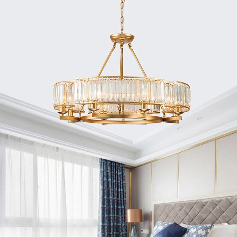 6/8 lampen ronde hangende kroonluchter eigentijdse kristallen hanglamp goud met verstelbare ketting Clearhalo
