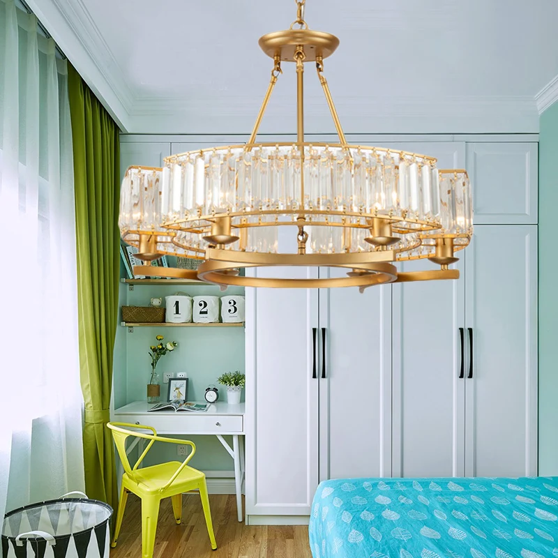 6/8 lampen ronde hangende kroonluchter eigentijdse kristallen hanglamp goud met verstelbare ketting Clearhalo