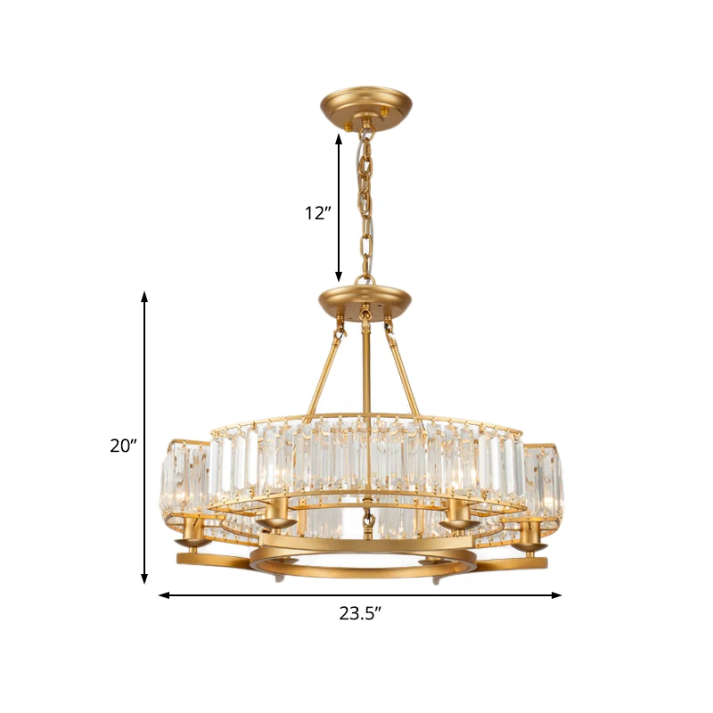 6/8 lampen ronde hangende kroonluchter eigentijdse kristallen hanglamp goud met verstelbare ketting Clearhalo