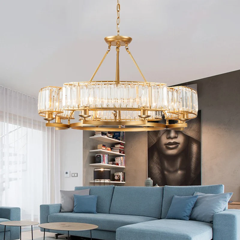 6/8 lampen ronde hangende kroonluchter eigentijdse kristallen hanglamp goud met verstelbare ketting Clearhalo