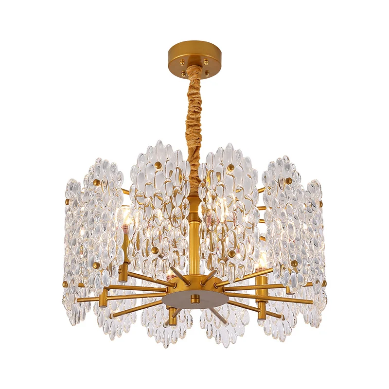6 lampen ronde kroonluchter hanglamp met helder glazen decoratie Vintage hanglamp messing voor eettafel Clearhalo