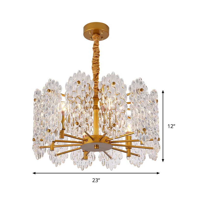 6 lampen ronde kroonluchter hanglamp met helder glazen decoratie Vintage hanglamp messing voor eettafel Clearhalo