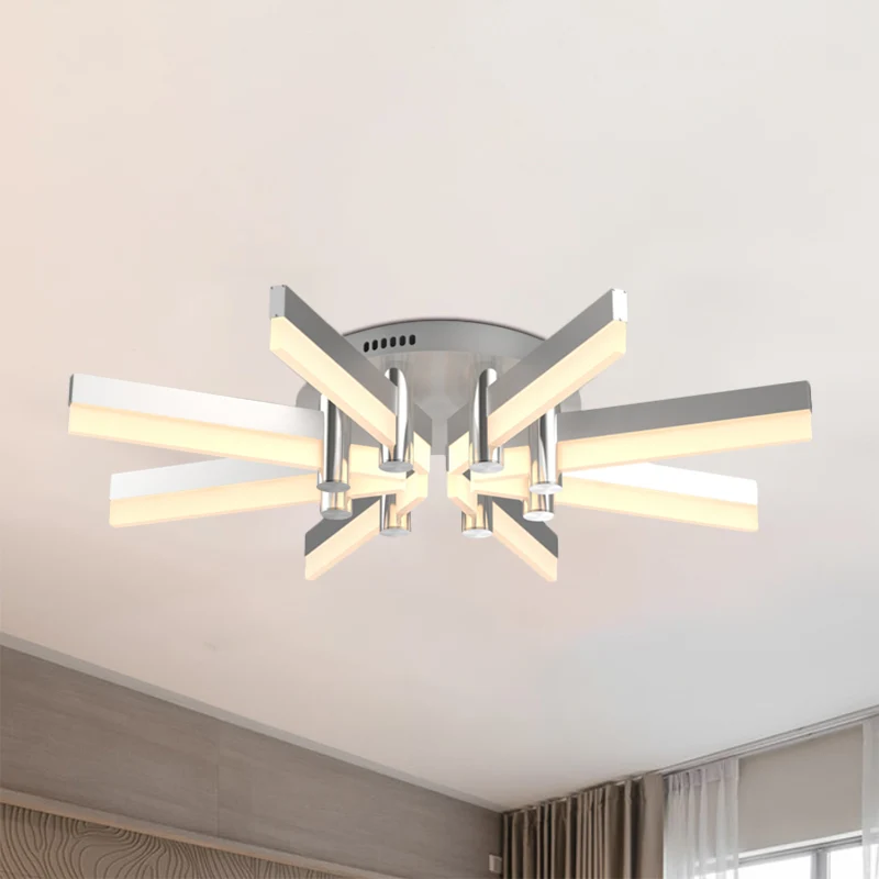 5/6 lampen semi-gemonteerde binnenverlichting met Sputnik acryl kap moderne zilveren afwerking plafondlamp Clearhalo