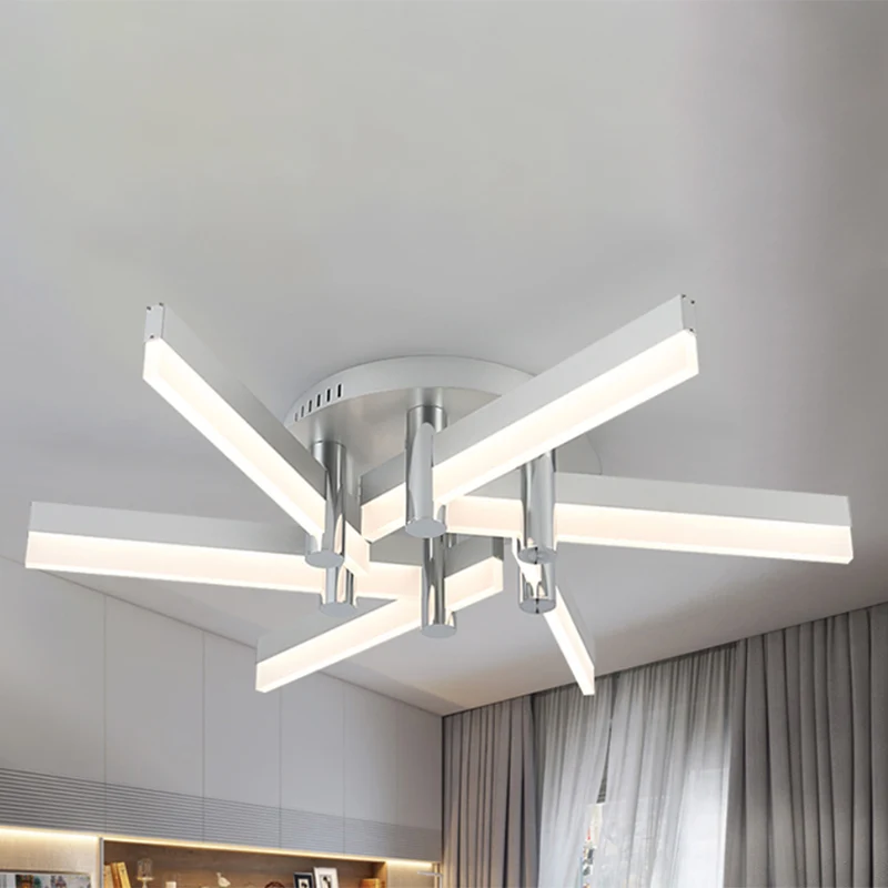 5/6 lampen semi-gemonteerde binnenverlichting met Sputnik acryl kap moderne zilveren afwerking plafondlamp Clearhalo