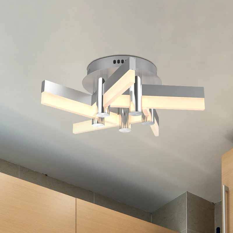 5/6 lampen semi-gemonteerde binnenverlichting met Sputnik acryl kap moderne zilveren afwerking plafondlamp Clearhalo