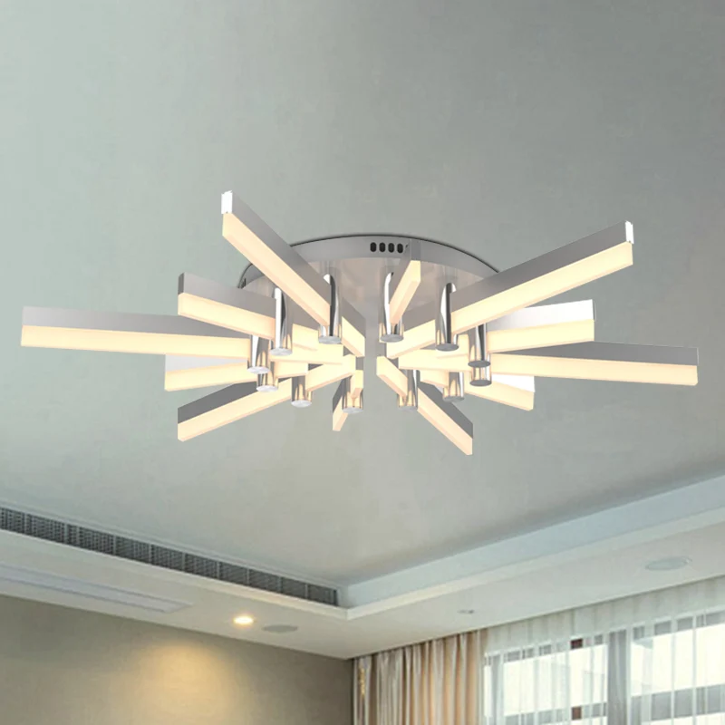 5/6 lampen semi-gemonteerde binnenverlichting met Sputnik acryl kap moderne zilveren afwerking plafondlamp Clearhalo