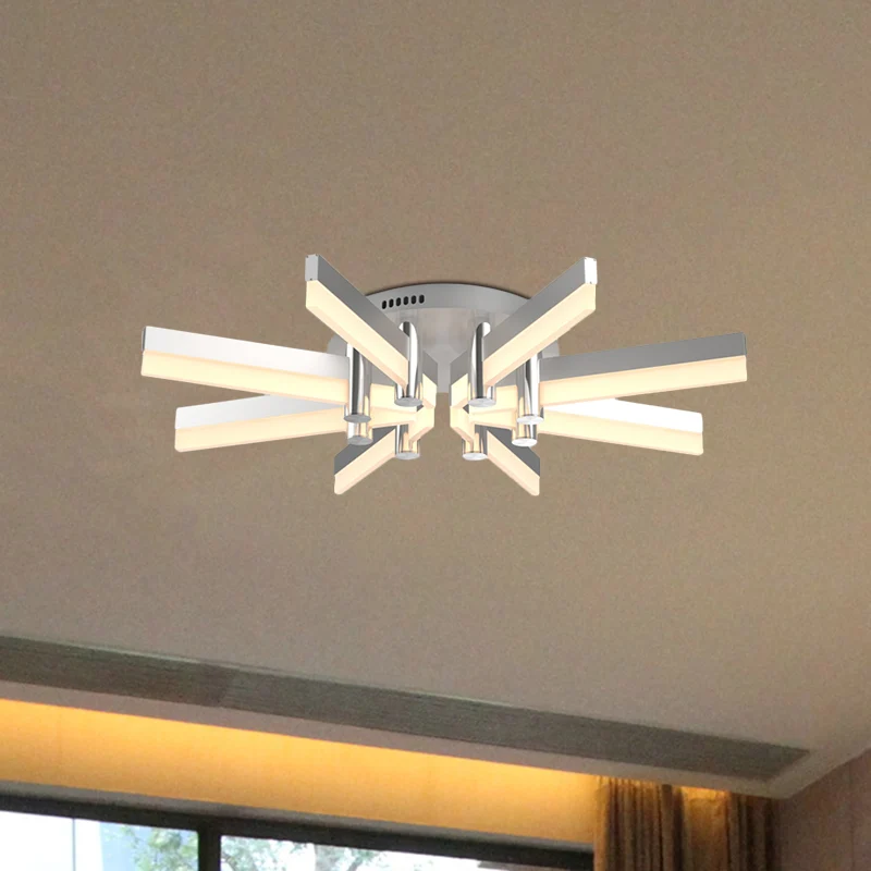 5/6 lampen semi-gemonteerde binnenverlichting met Sputnik acryl kap moderne zilveren afwerking plafondlamp Clearhalo