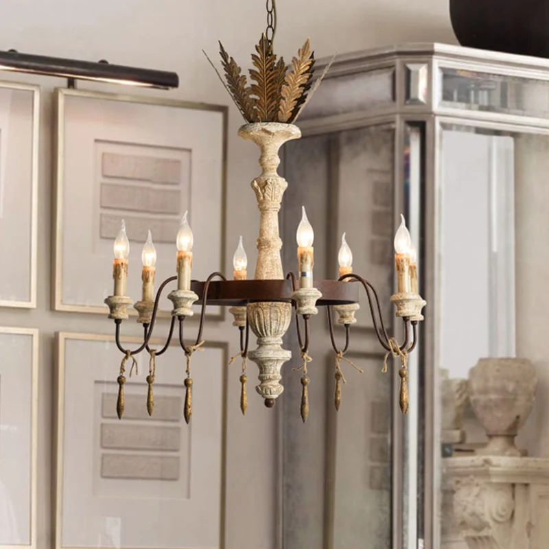 8 lampen Spur plafondkroonluchter Traditionele metalen hangende verlichtingsarmatuur roest Clearhalo