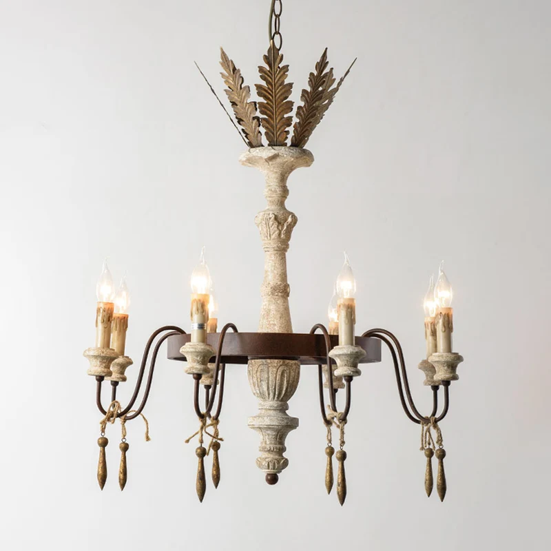 8 lampen Spur plafondkroonluchter Traditionele metalen hangende verlichtingsarmatuur roest Clearhalo
