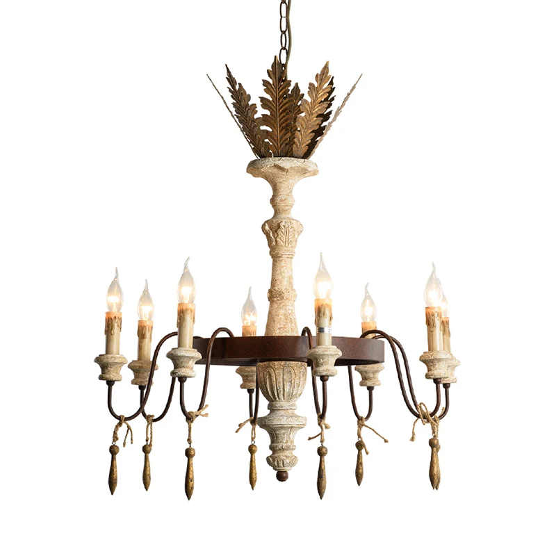 8 lampen Spur plafondkroonluchter Traditionele metalen hangende verlichtingsarmatuur roest Clearhalo