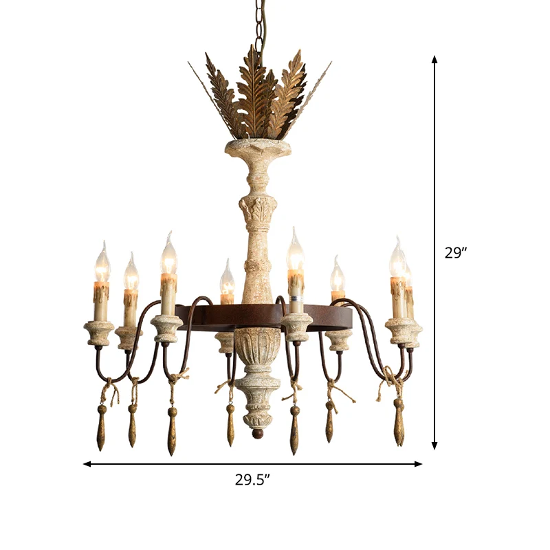 8 lampen Spur plafondkroonluchter Traditionele metalen hangende verlichtingsarmatuur roest Clearhalo