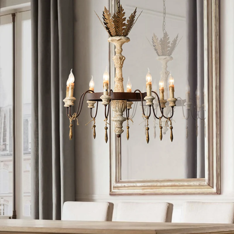 8 lampen Spur plafondkroonluchter Traditionele metalen hangende verlichtingsarmatuur roest Clearhalo