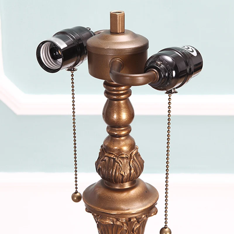 2 lampen staande lamp barok koepel glas--lood trekketting vloerverlichting blauw Clearhalo