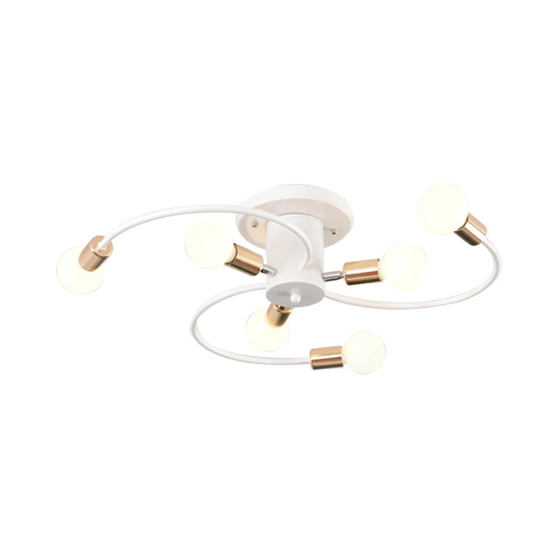 6 lampen Swirl semi-inbouw Nordic metaal goud/zwart woonkamer plafondinbouwlamp Clearhalo