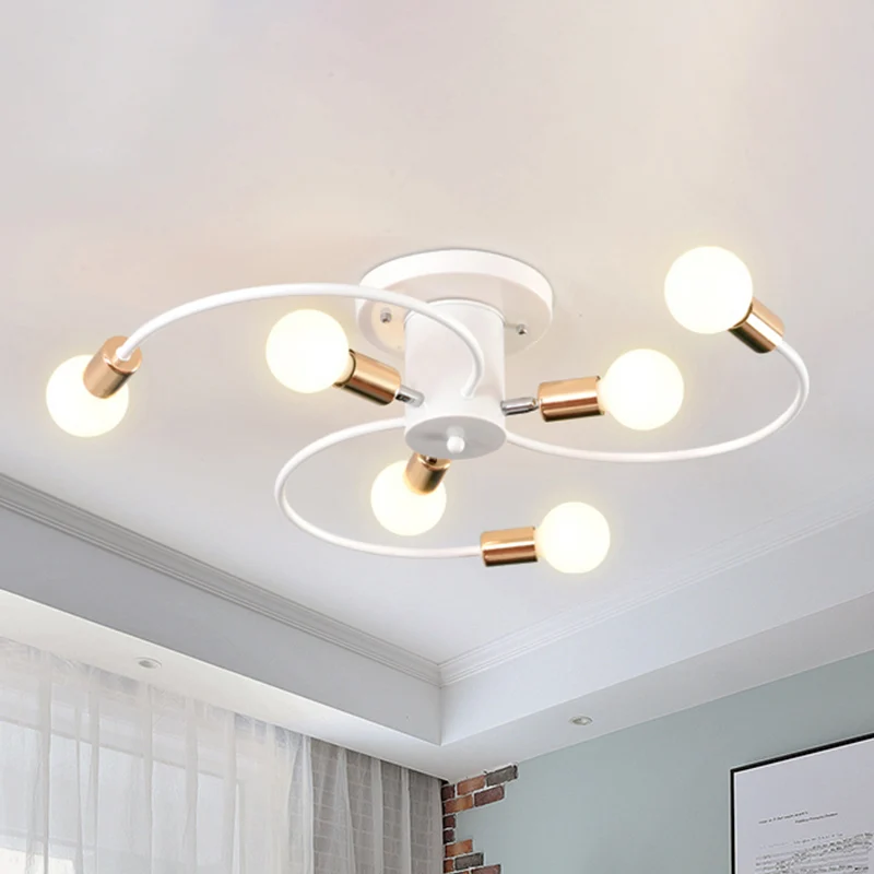 6 lampen Swirl semi-inbouw Nordic metaal goud/zwart woonkamer plafondinbouwlamp Clearhalo