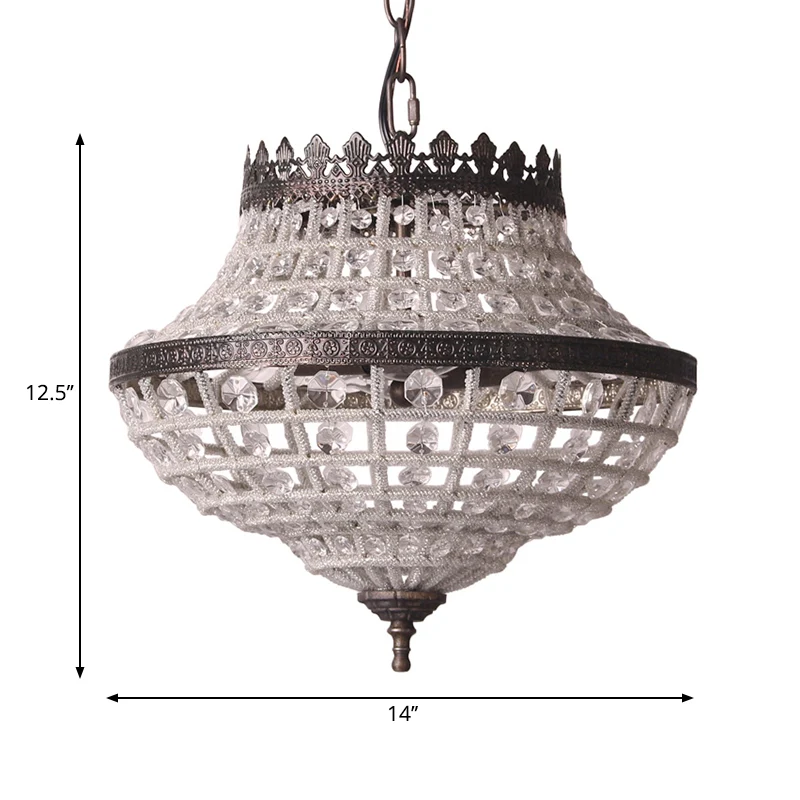2 lampen urn hangende plafondlamp vintage heldere kristallen hanglamp antiek brons voor slaapkamer Clearhalo