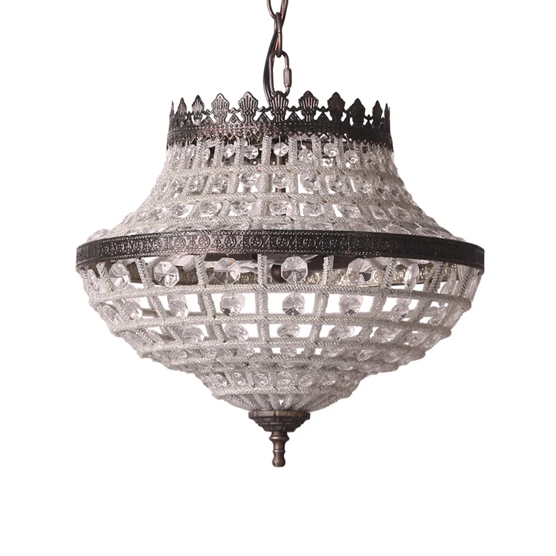 2 lampen urn hangende plafondlamp vintage heldere kristallen hanglamp antiek brons voor slaapkamer Clearhalo