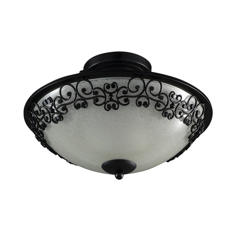3 lampen van matglas, half vlak, landelijk, met zwarte vlinder versierde kom, slaapkamer dicht bij plafondlamp Clearhalo