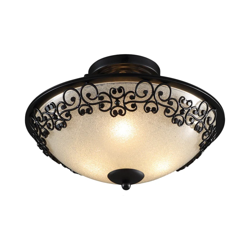 3 lampen van matglas, half vlak, landelijk, met zwarte vlinder versierde kom, slaapkamer dicht bij plafondlamp Clearhalo
