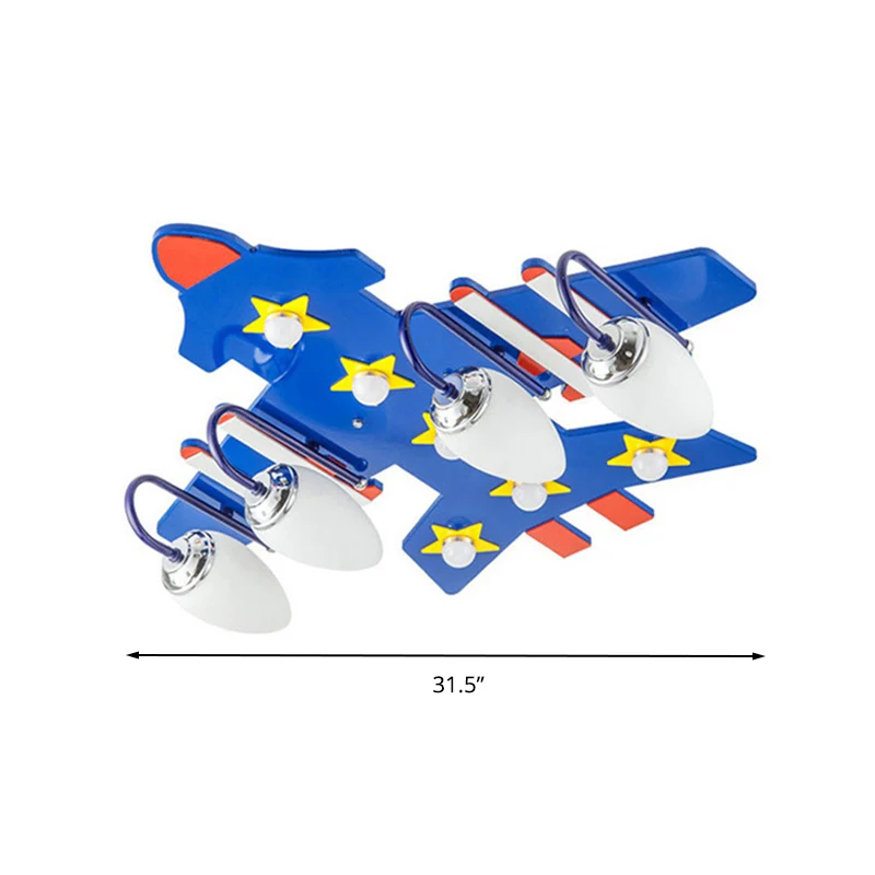 4 lampen vliegtuig plafondlamp Amerikaanse stijl houten inbouwlamp blauw voor kinderkamer Clearhalo