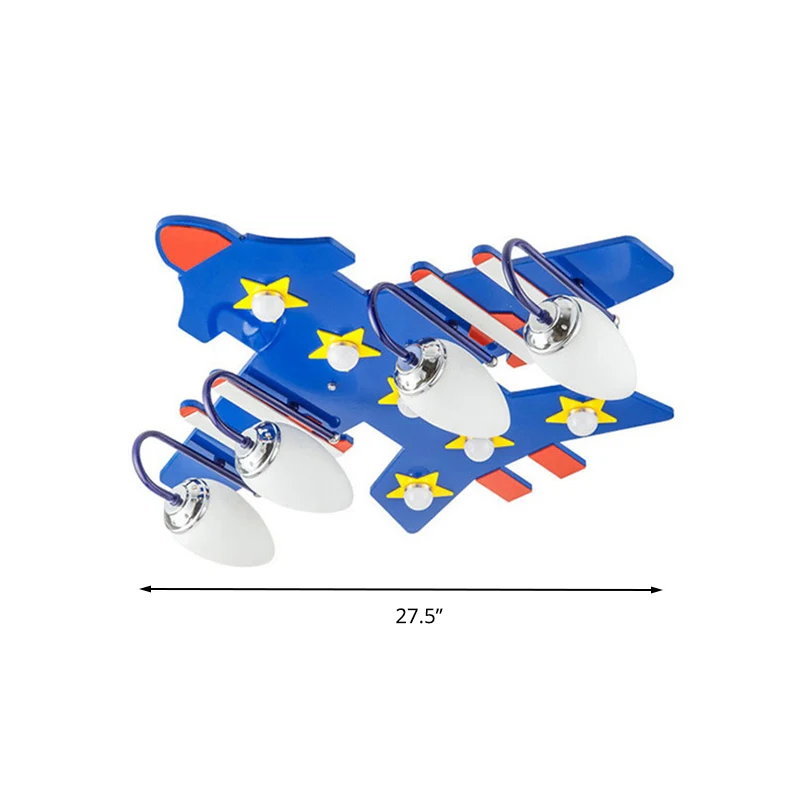 4 lampen vliegtuig plafondlamp Amerikaanse stijl houten inbouwlamp blauw voor kinderkamer Clearhalo