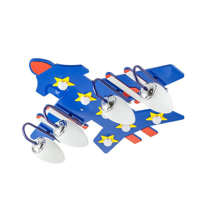 4 lampen vliegtuig plafondlamp Amerikaanse stijl houten inbouwlamp blauw voor kinderkamer Clearhalo