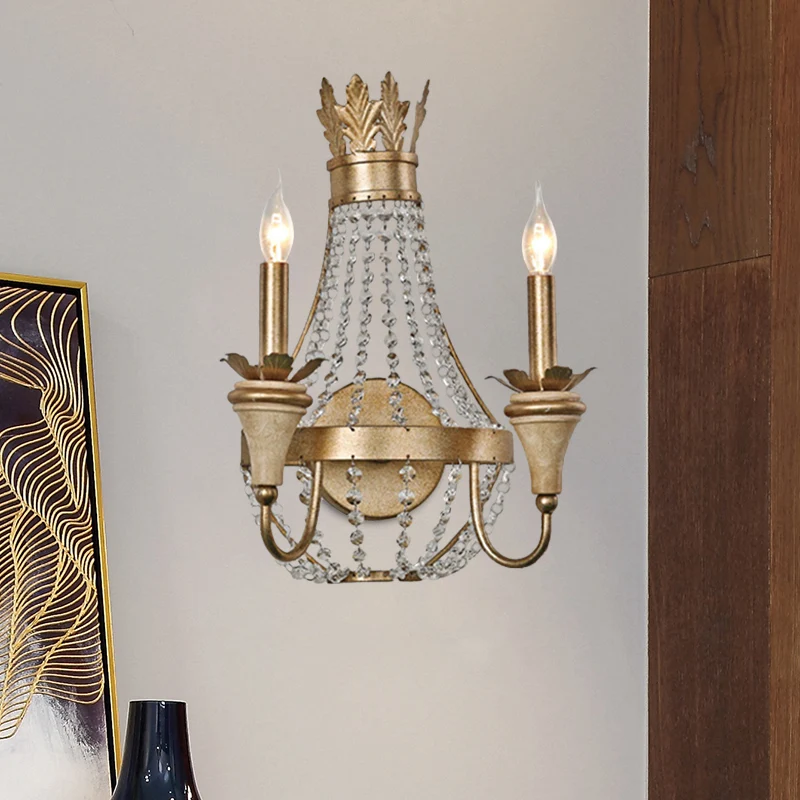 2 lampen wandkandelaar verlichting boerderij kristal strand kandelaar wandlamp goud Clearhalo