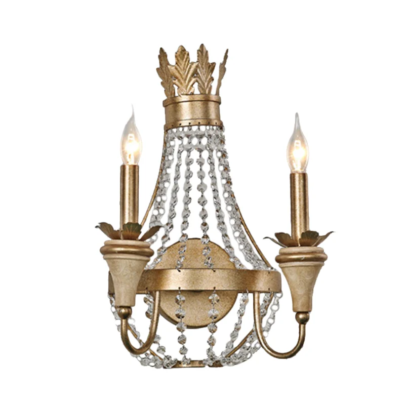 2 lampen wandkandelaar verlichting boerderij kristal strand kandelaar wandlamp goud Clearhalo