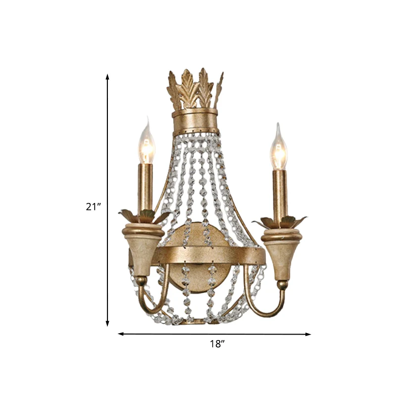 2 lampen wandkandelaar verlichting boerderij kristal strand kandelaar wandlamp goud Clearhalo