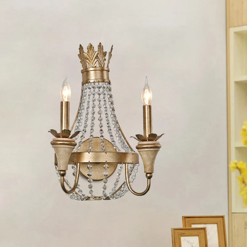 2 lampen wandkandelaar verlichting boerderij kristal strand kandelaar wandlamp goud Clearhalo