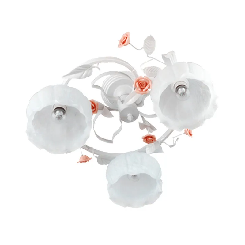 3 lampen wit glas semi-inbouw Koreaanse tuinbloem woonkamer dicht bij plafondverlichting Clearhalo