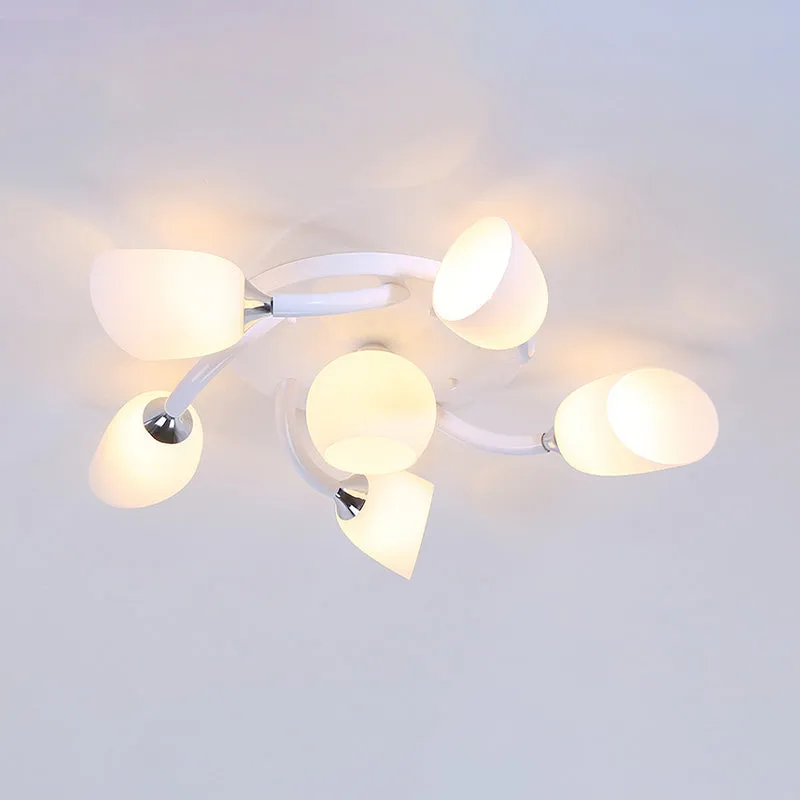 6/8 lampen woonkamer semi-inbouw moderne witte spiraalvormige inbouwlamp met opaalglazen kap van tulp Clearhalo