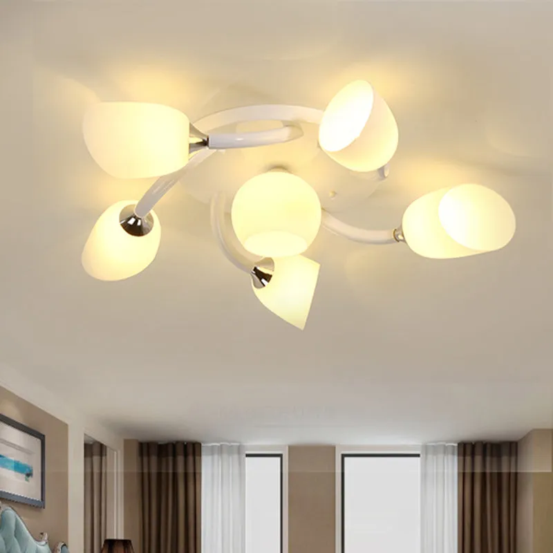 6/8 lampen woonkamer semi-inbouw moderne witte spiraalvormige inbouwlamp met opaalglazen kap van tulp Clearhalo